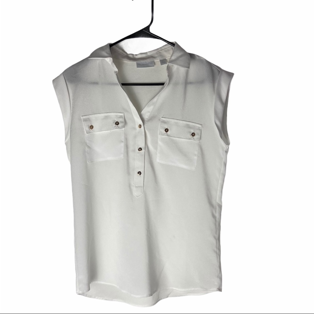 New York & Company White Sleeveless Blouse Size XS